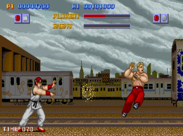 Ryu soltando hadouken em Street Fighter