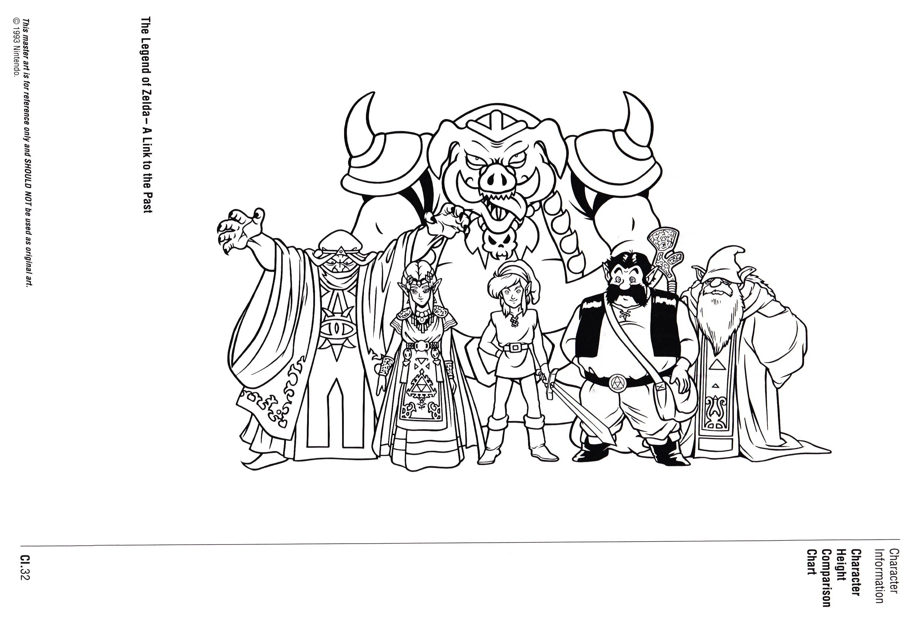 Nintendo Official Character Manual tabela de alturas zelda