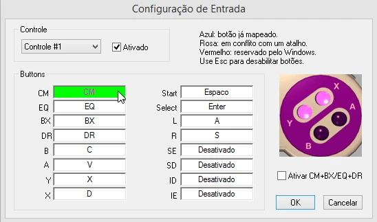 snes9xbr configuracao de entrada