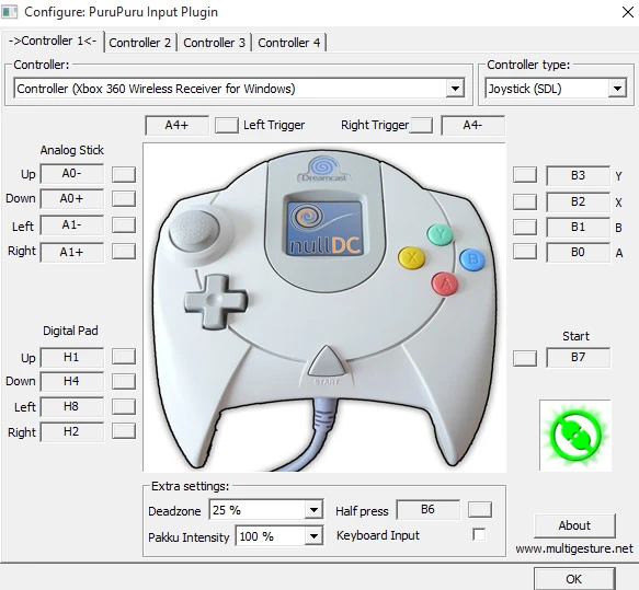 xbox controle dreamcast nulldc purupuru