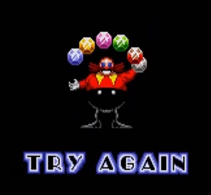 robotnick com as esmeraldas na tela de final incompleto em Sonic