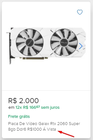 rtx 2060 golpe mercado livre