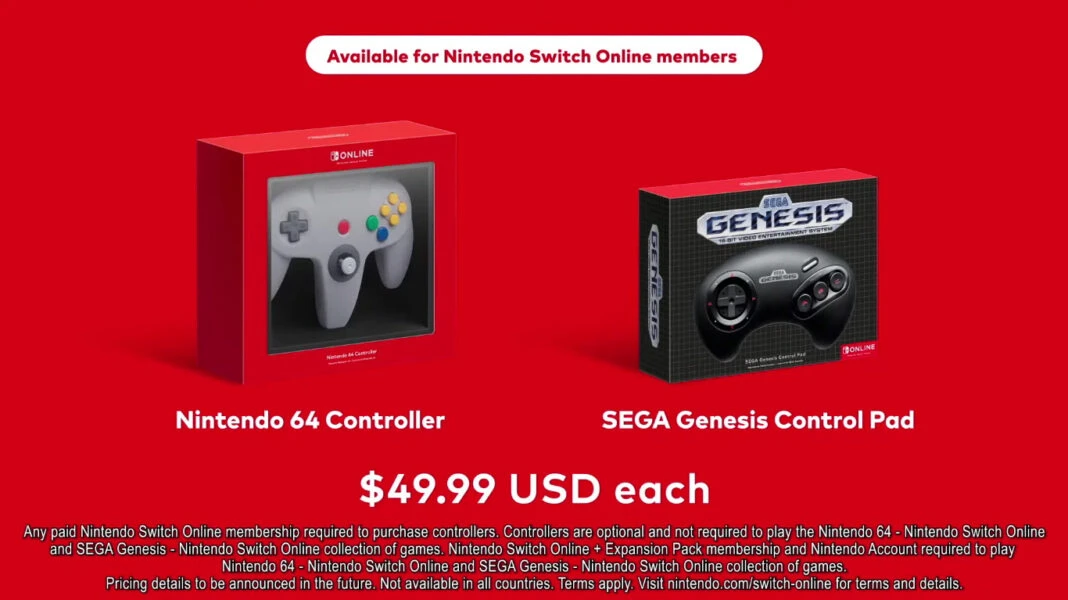 preços controles N64 e Genesis para Switch